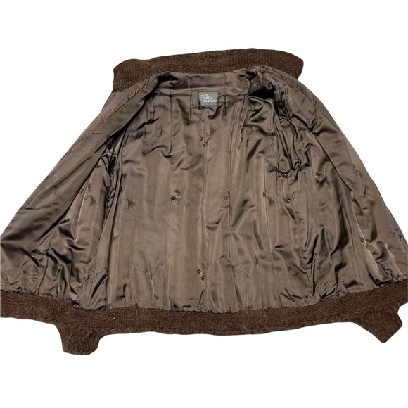 Vintage 70s Brown Muskrat Patchwork Jacket with Knit Collar & Bands L - Picture 3 of 3